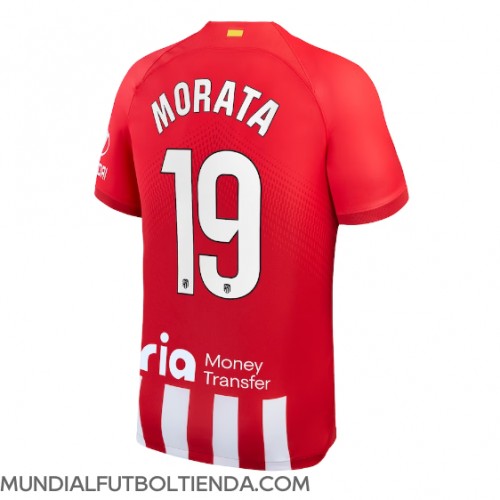 Camiseta Atletico Madrid Alvaro Morata #19 Primera Equipación Replica 2023-24 mangas cortas